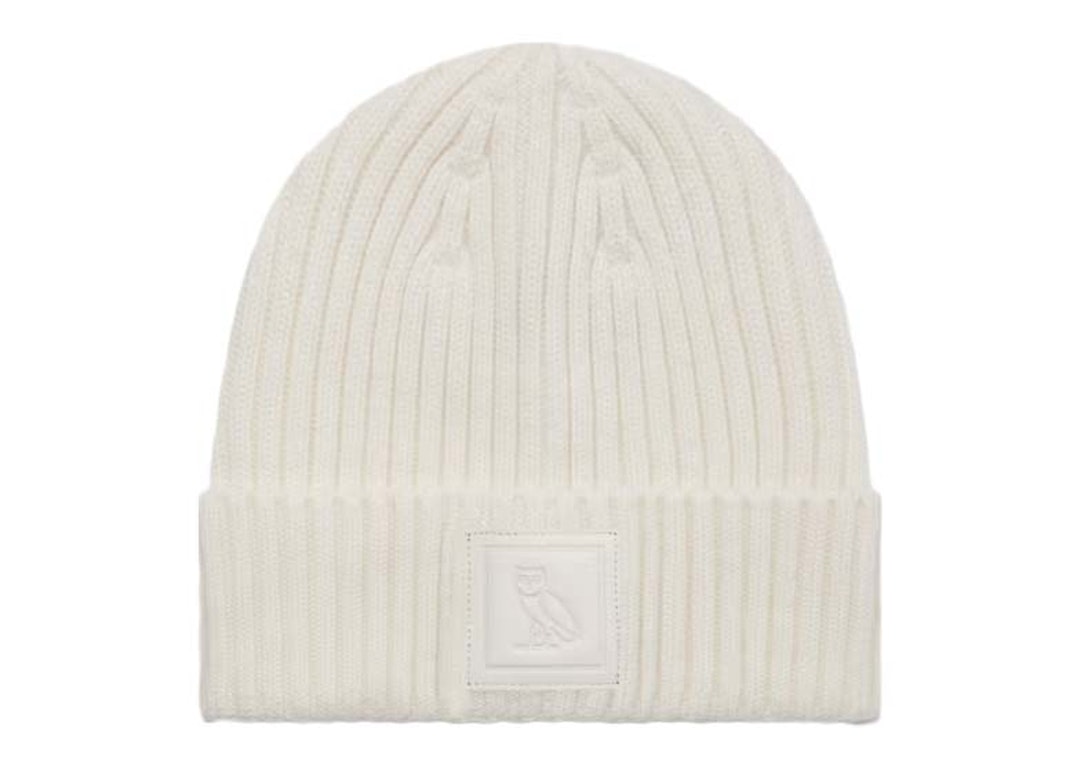 Pre-owned Ovo Leather Patch Beanie Cream