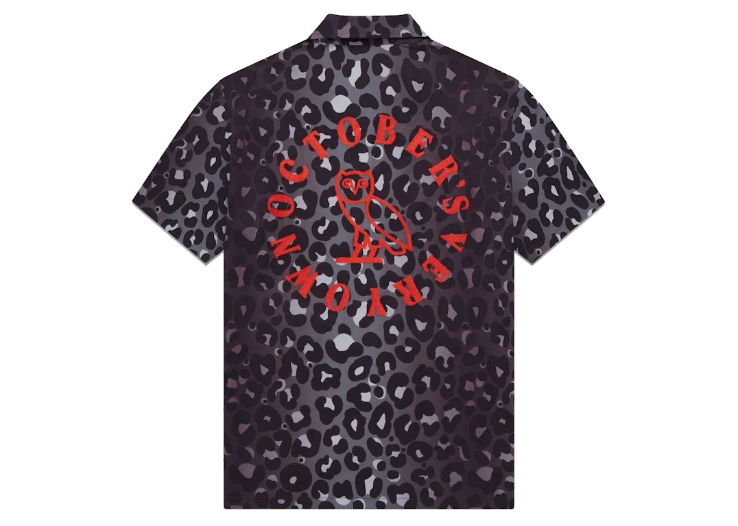 Pre-owned Ovo Leopard Print Camp Shirt Black