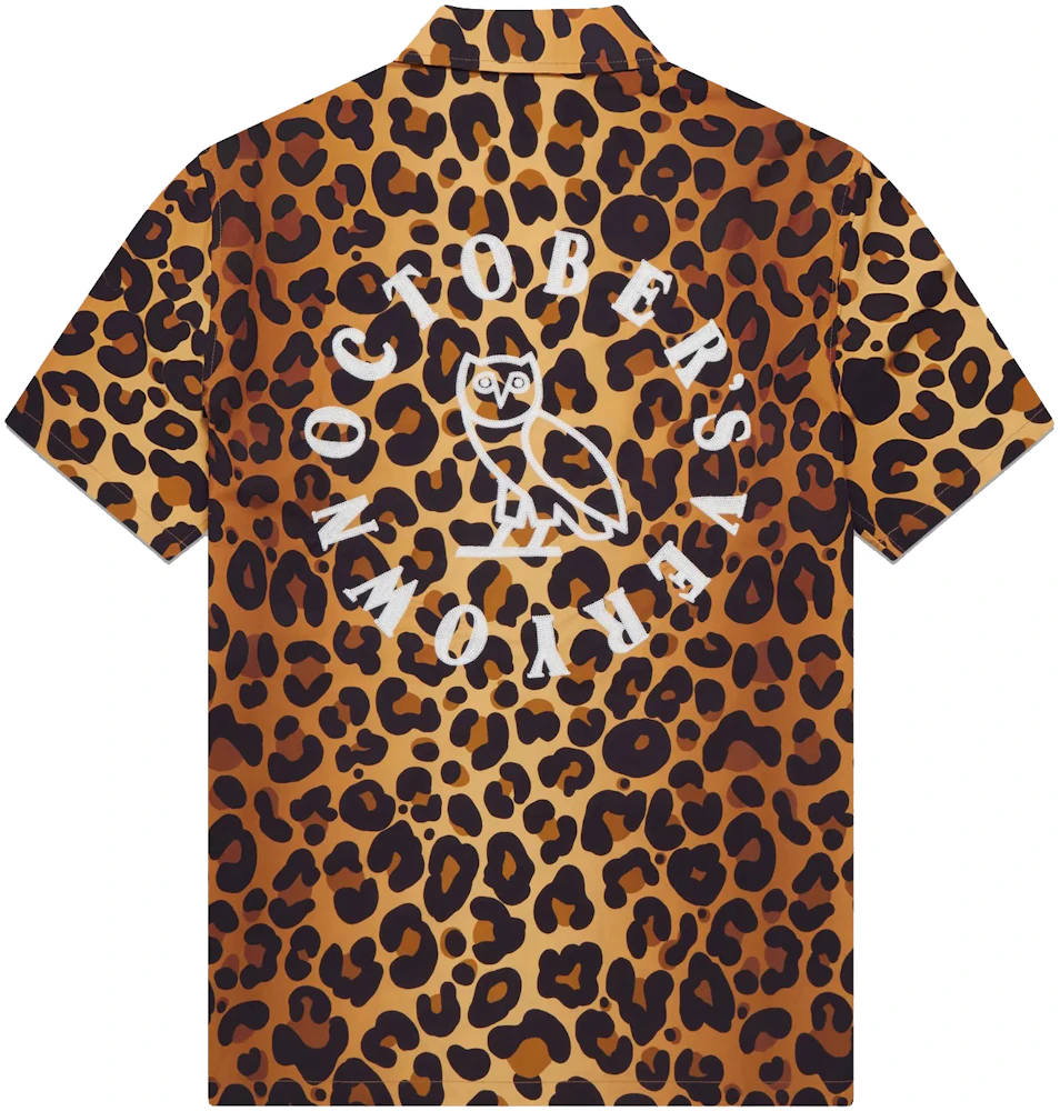OVO Leopard Print Camp Shirt Orange Men's - FW22 - US