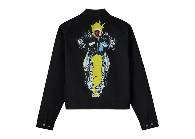 OVO Marvel Ghost Rider Denim Moto Jacket Black Rigid