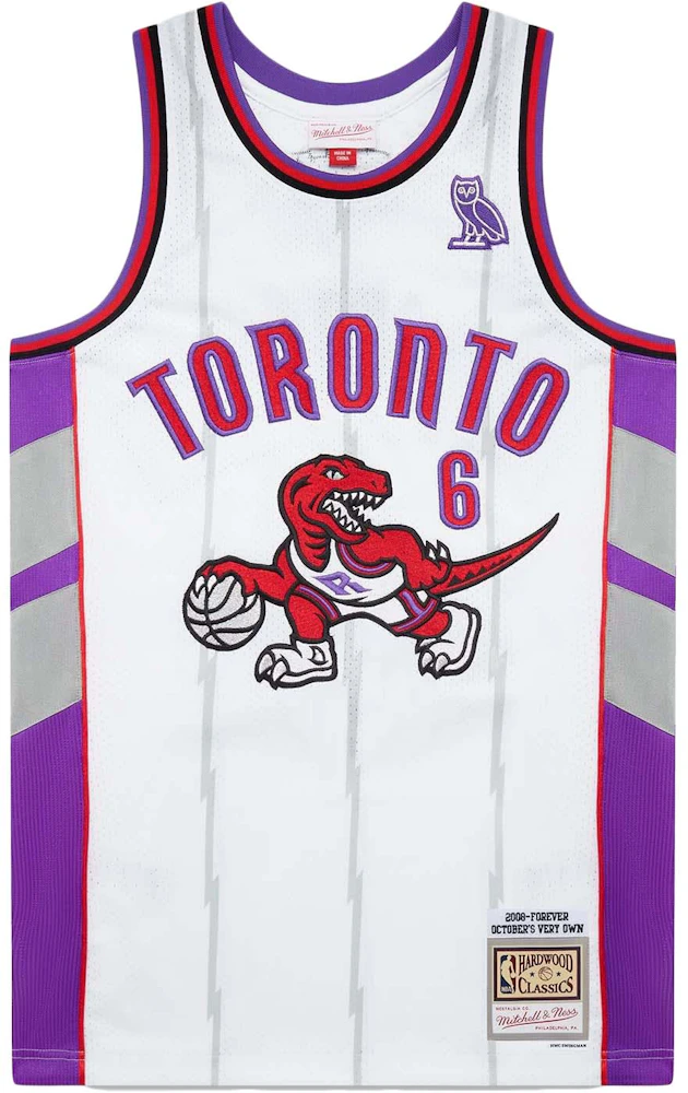 Ovo Mitchell and Ness '95 Raptors Basketball Jersey White/Purple