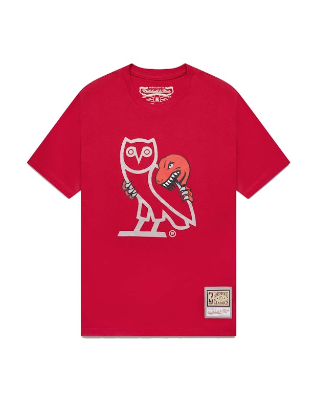 Pre-owned Ovo Mitchell And Ness '95 Raptors Og Owl T-shirt Red