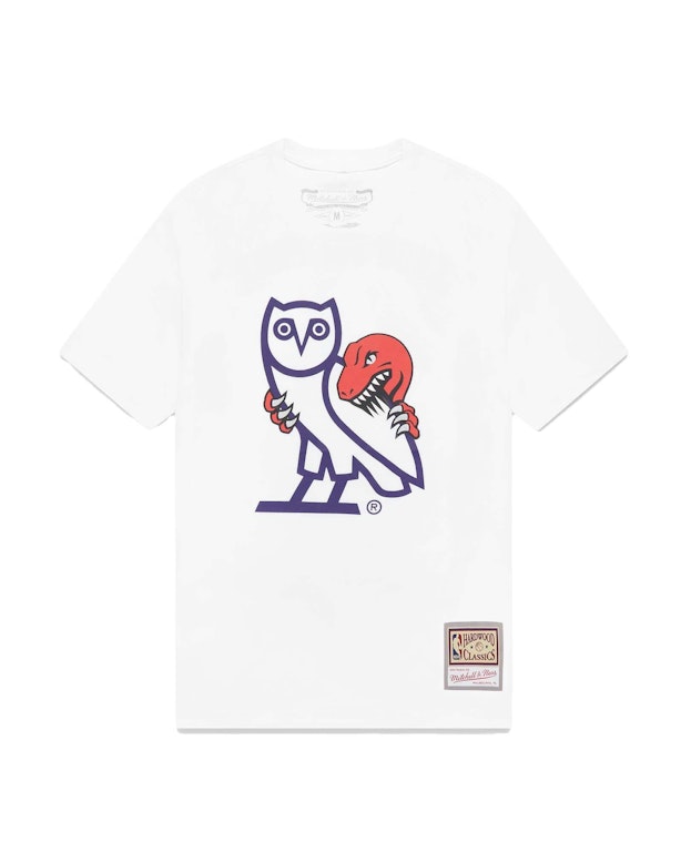 Pre-owned Ovo Mitchell And Ness '95 Raptors Og Owl T-shirt White
