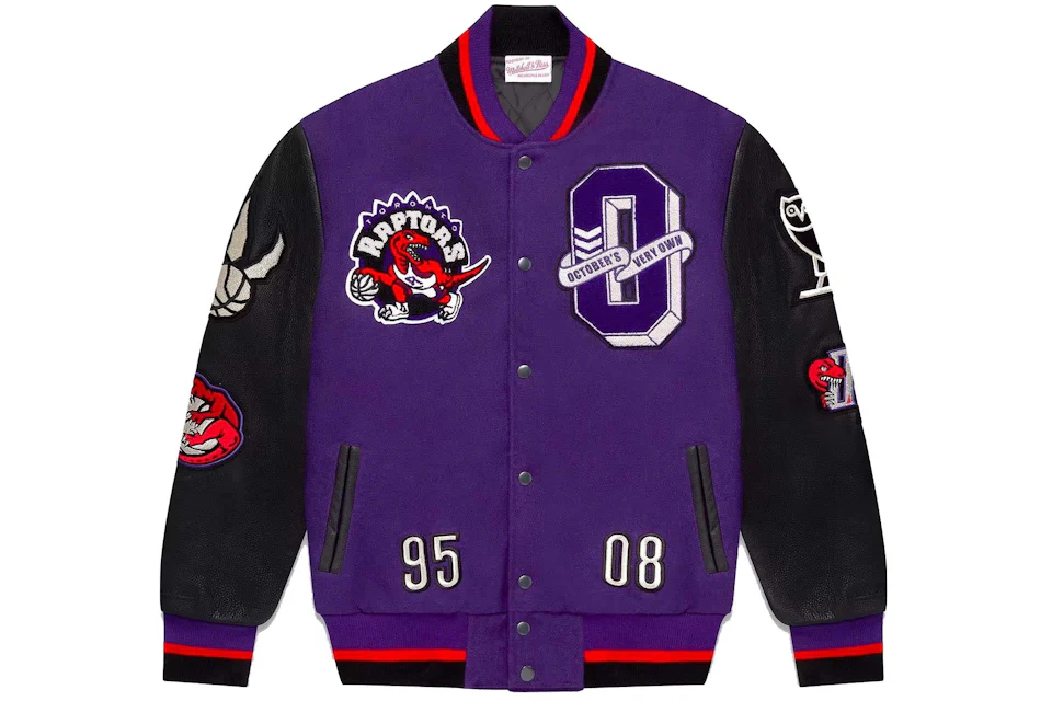 OVO Mitchell And Ness '95 Raptors Varsity Jacket Purple - FW22 Men's - US