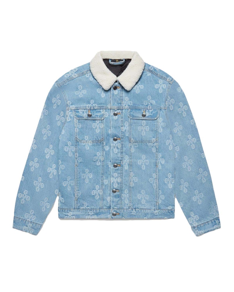 OVO Monogram Denim Trucker Jacket Washed Light Indigo Men's OVO Monogram Denim Trucker Jacket Washed Light Indigo Men's