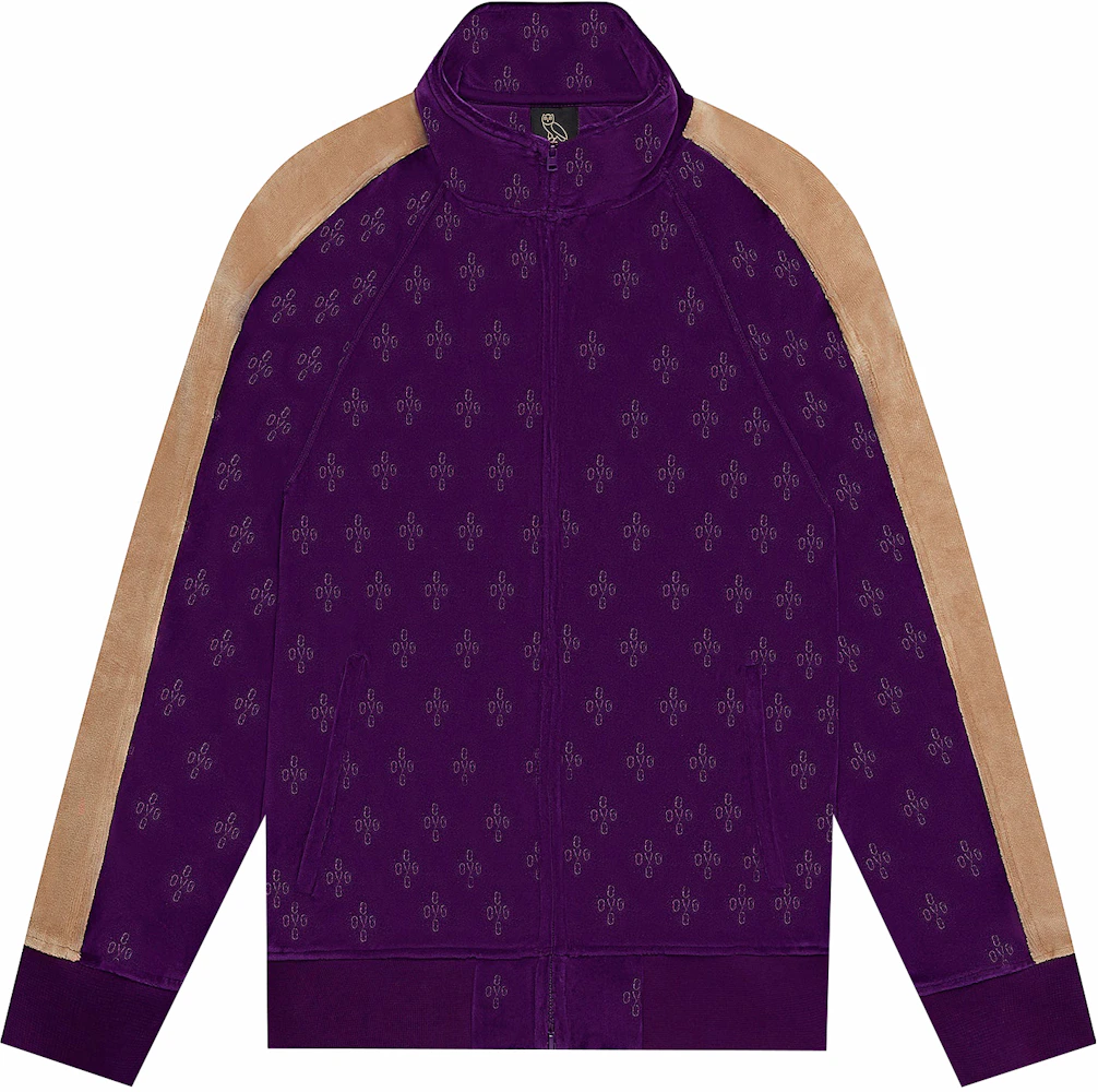 OVO Monogram Velour Track Jacket Purple Men's - SS22 - US