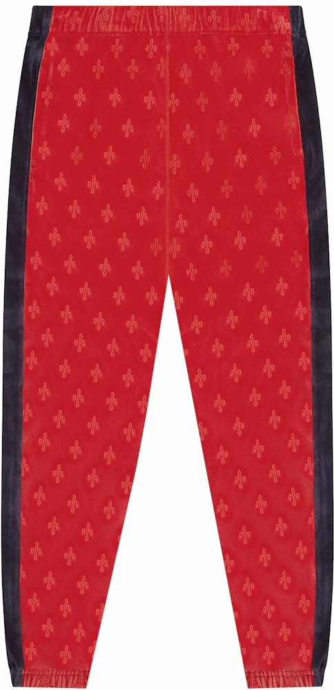 OVO Monogram Velour Track Pant Red - Mens, Size XL