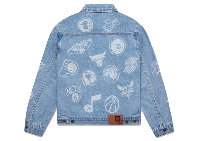 OVO NBA Team Icons Denim Jacket Washed Indigo