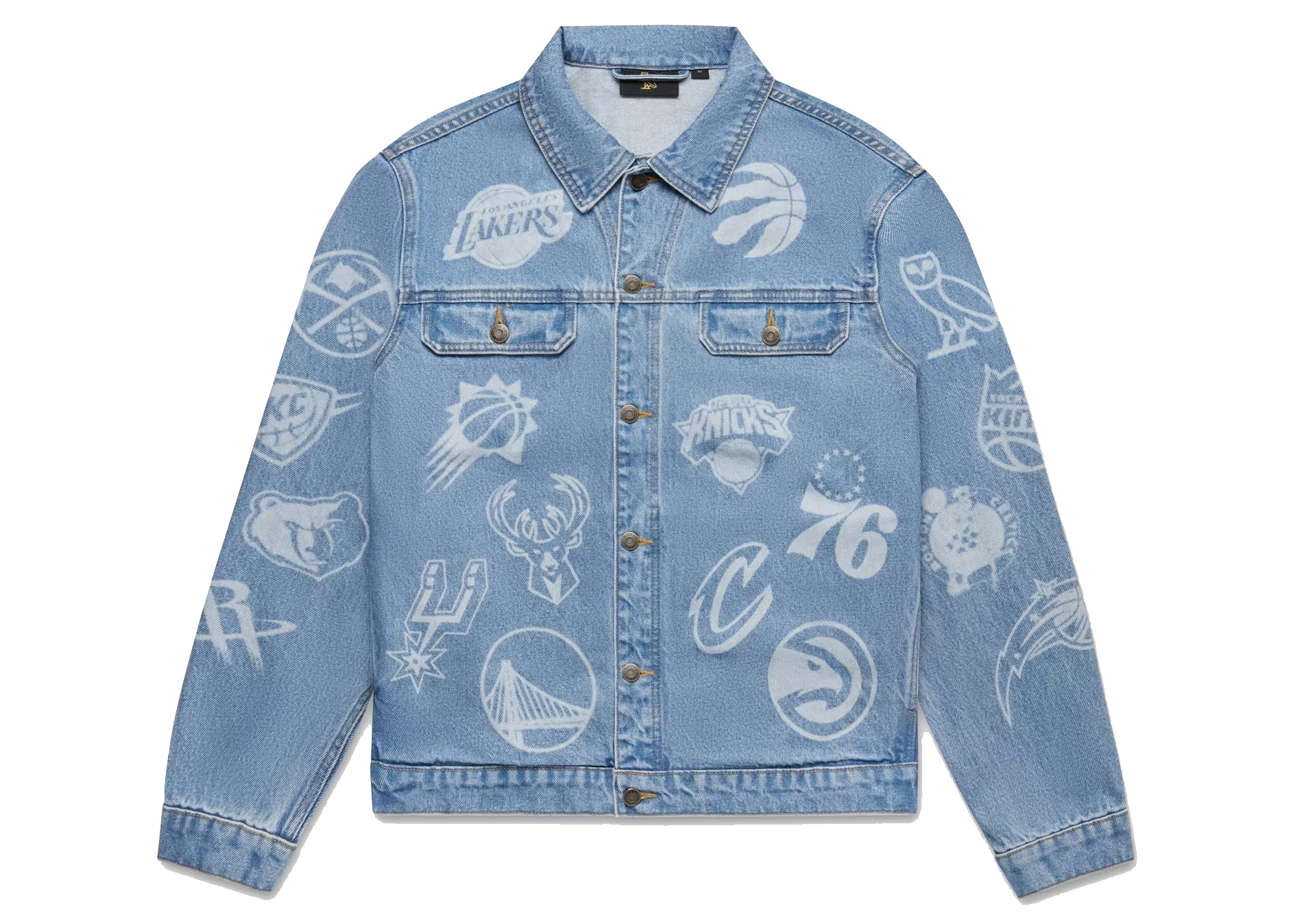 OVO NBA Team Icons Denim Jacket Washed Indigo Men's - FW22 - US