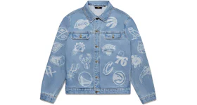 OVO NBA Team Icons Denim Jacket Washed Indigo