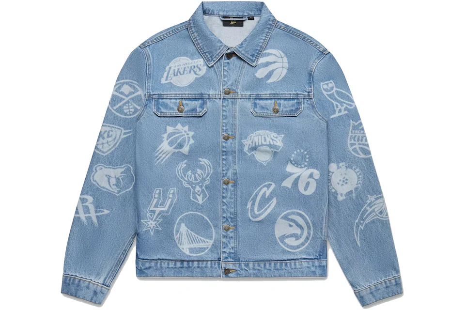 OVO NBA Team Icons Denim Jacket Washed Indigo Men's - FW22 - US