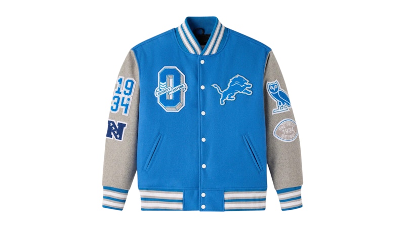 OVO NFL Detroit Lions Varsity Jacket Blue Men's - FW25 - US