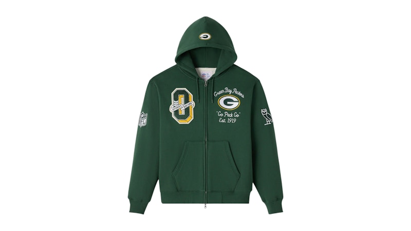 OVO NFL Green Bay Packers Waffle Lined Zip Up Hoodie Green Men's - FW25 ...