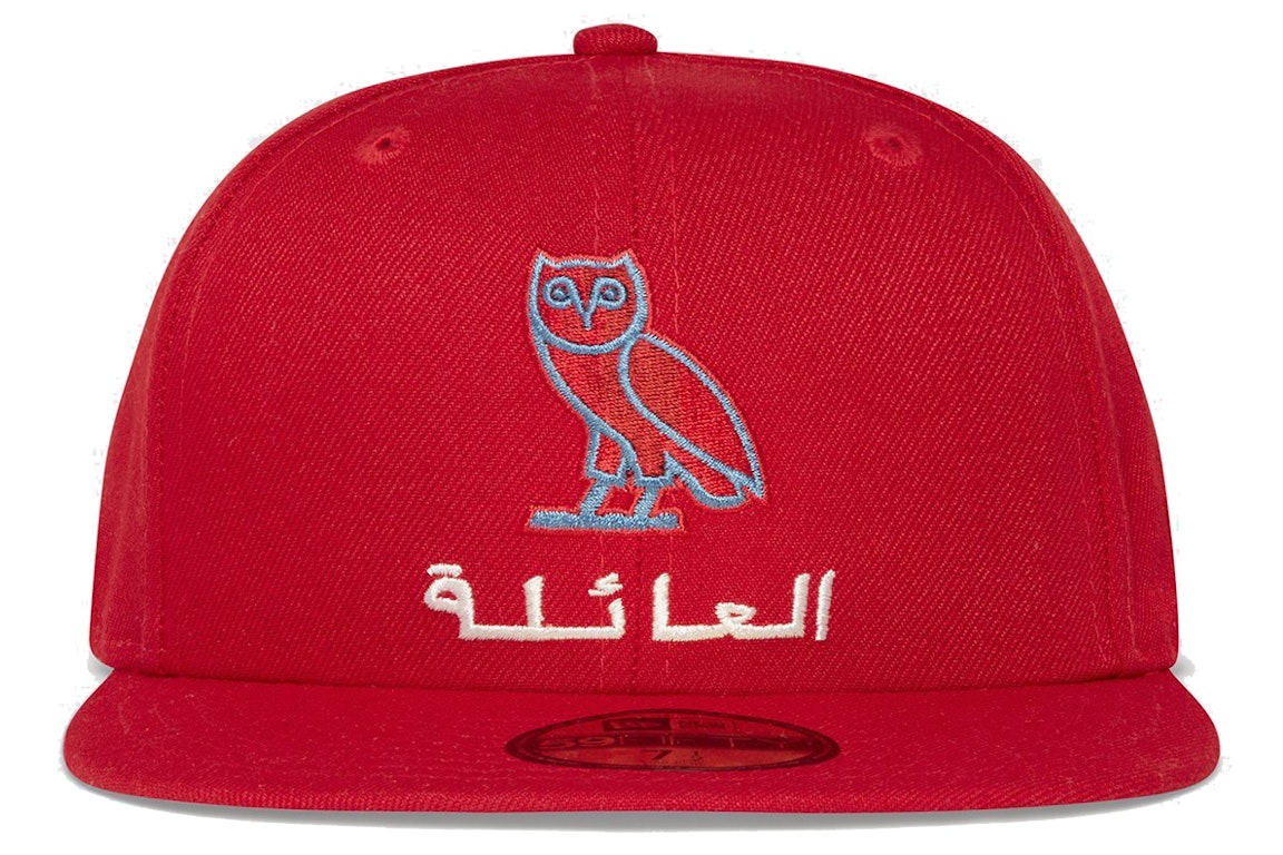 Pre-owned Ovo New Era Family Owl 59fifty Hat Red
