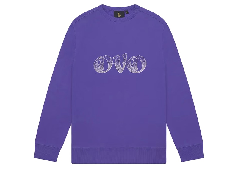 OVO Old English Rhinestone Crewneck Purple