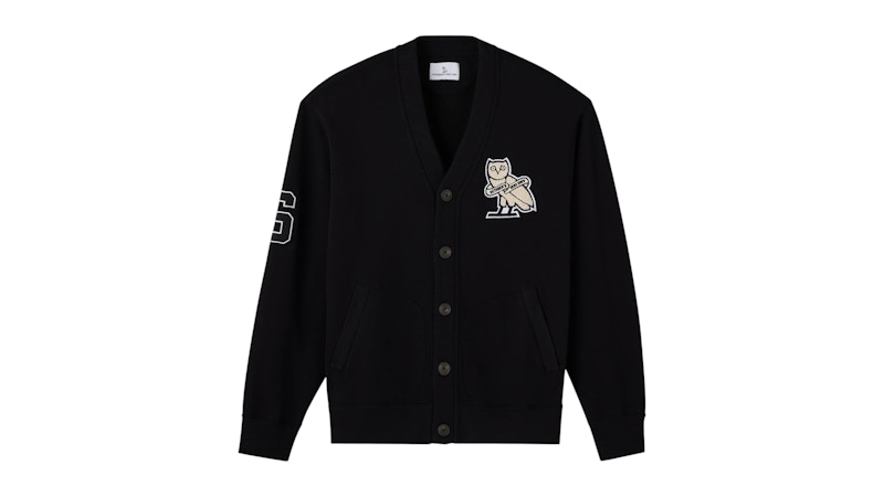 Men's OVO Owls Varsity Fleece Cardigan in Black