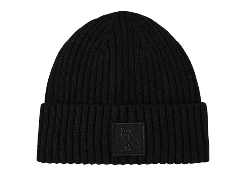 OVO Ribbed Knit Beanie Black