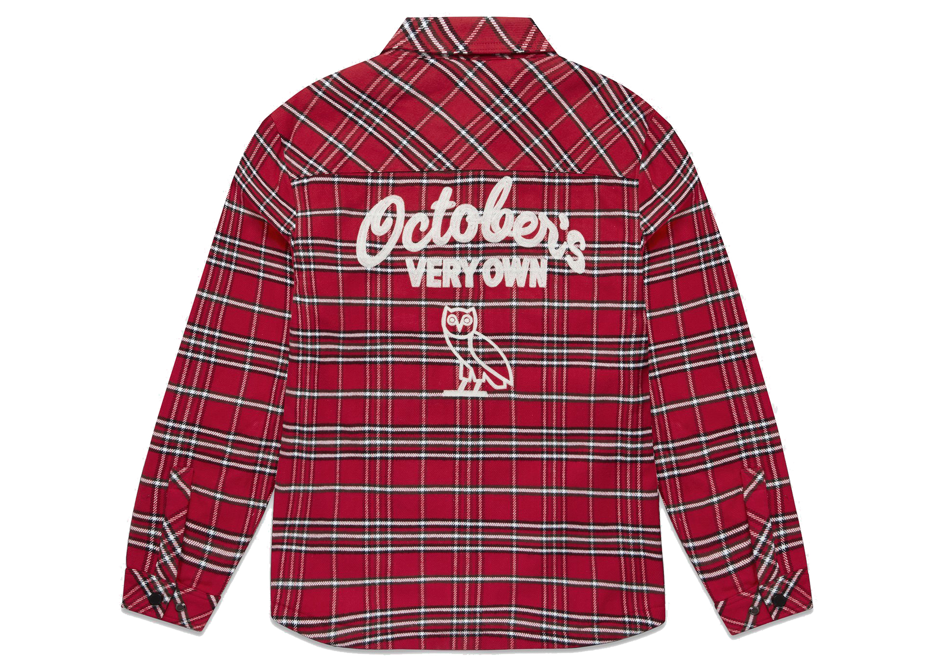 OVO Sherpa Lined Flannel Jacket (FW21) Red Men's - FW21 - US