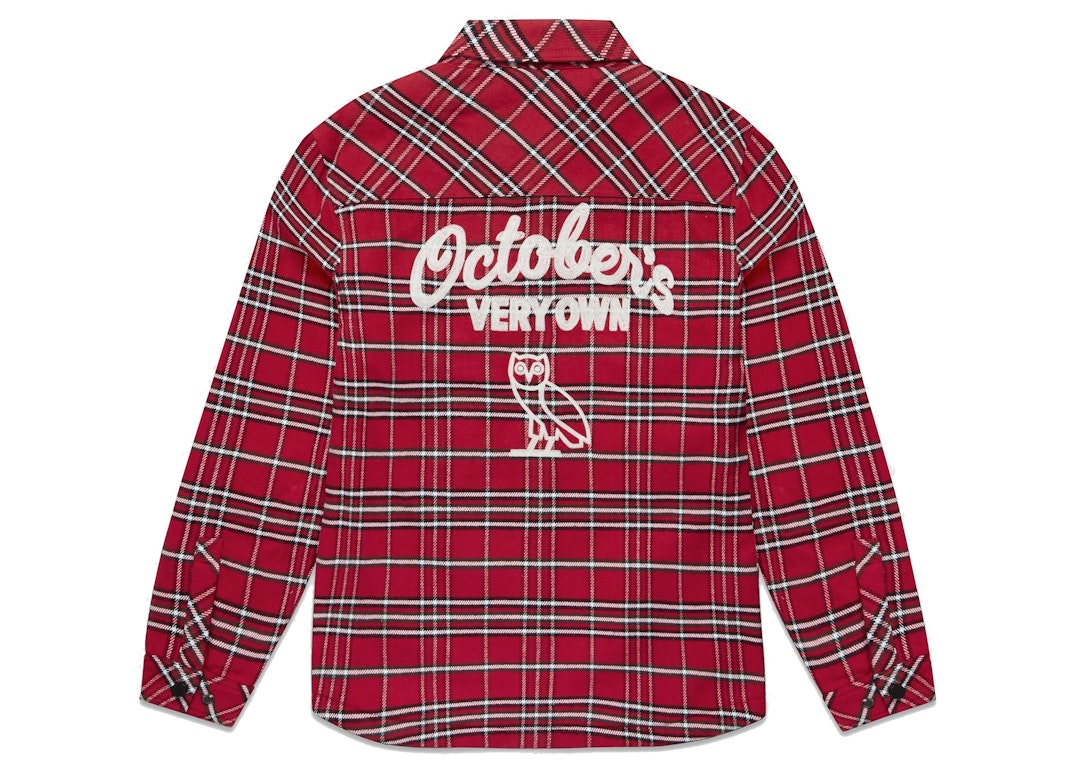 Pre-owned Ovo Sherpa Lined Flannel Jacket (fw21) Red