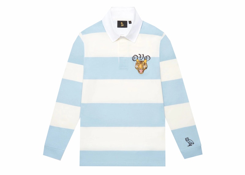 OVO ラグビーシャツ OVO Striped Tiger Rugby Shirt Cream/Pale Blue Men's - SS22 - US
