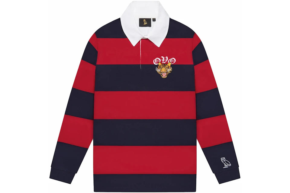 OVO Striped Tiger Rugby Shirt Red/Navy