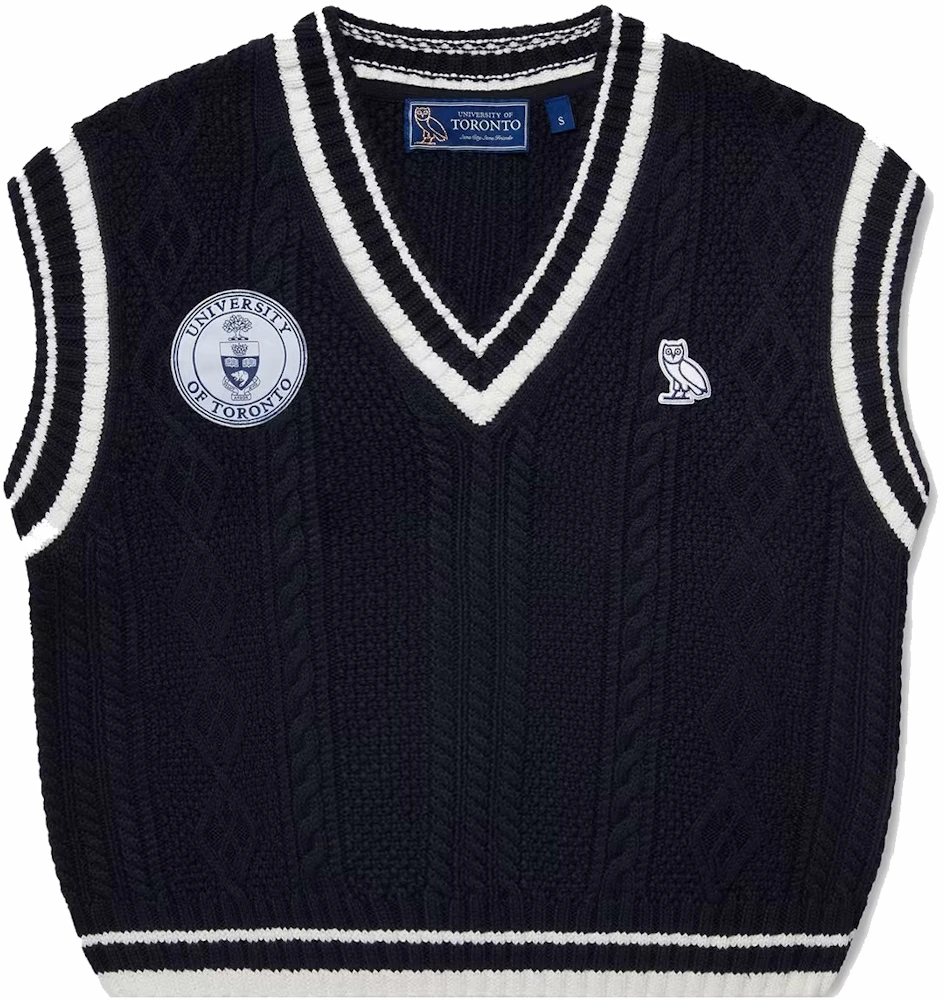 OVO U Of T Womens Cable Knit Sweater Vest Navy - FW22 - US