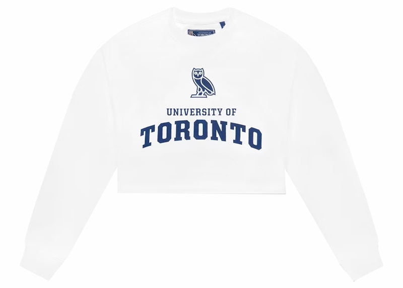 Pre-owned Ovo U Of T Womens Cropped Crew In White
