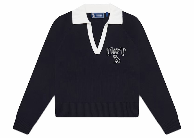 OVO U Of T Womens Rugby Polo Sweater Navy FW22 US