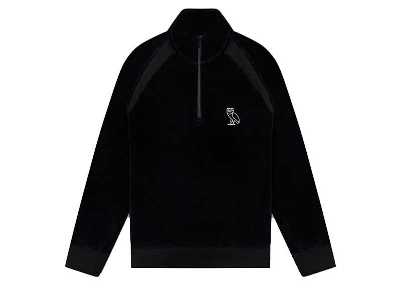 OVO Velour Quarter Zip Sweatshirt Black Men's - FW22 - US