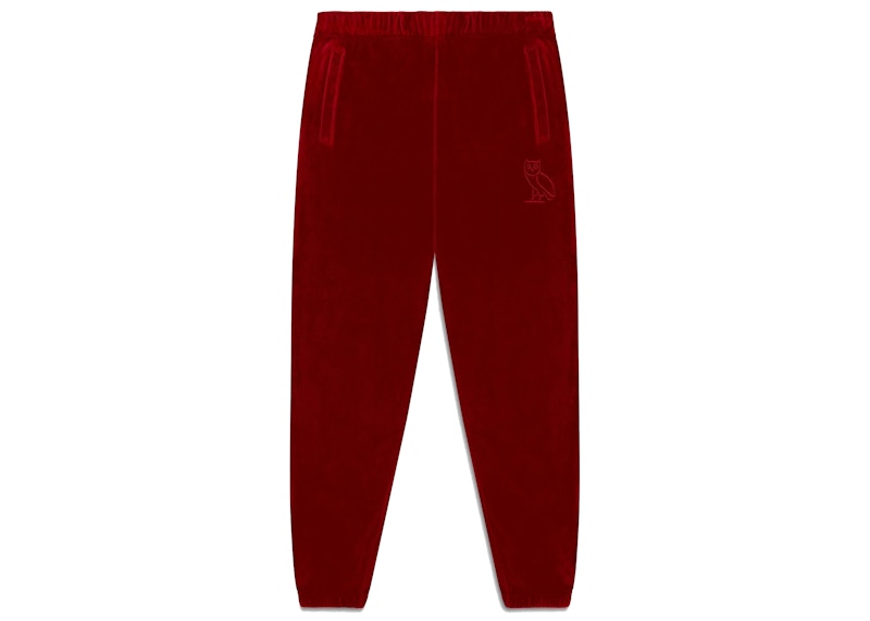 OVO Velour Track Pant Burgundy Men's - SS22 - US