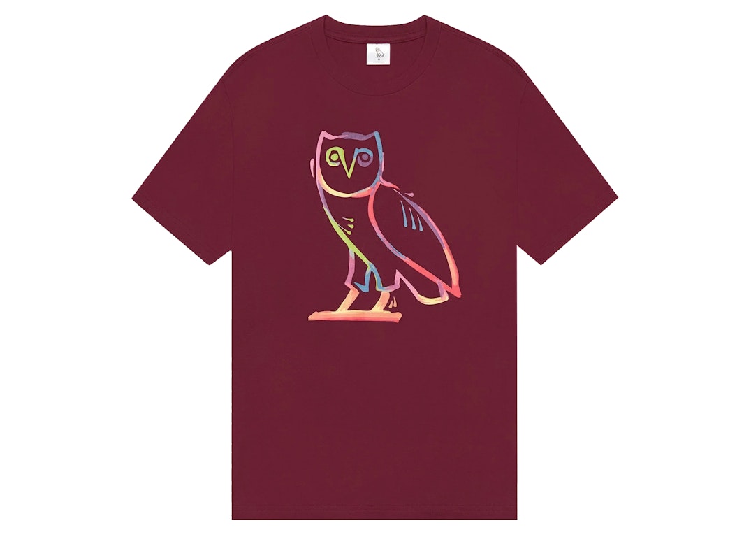 Pre-owned Ovo Watercolour Owl T-shirt Maroon
