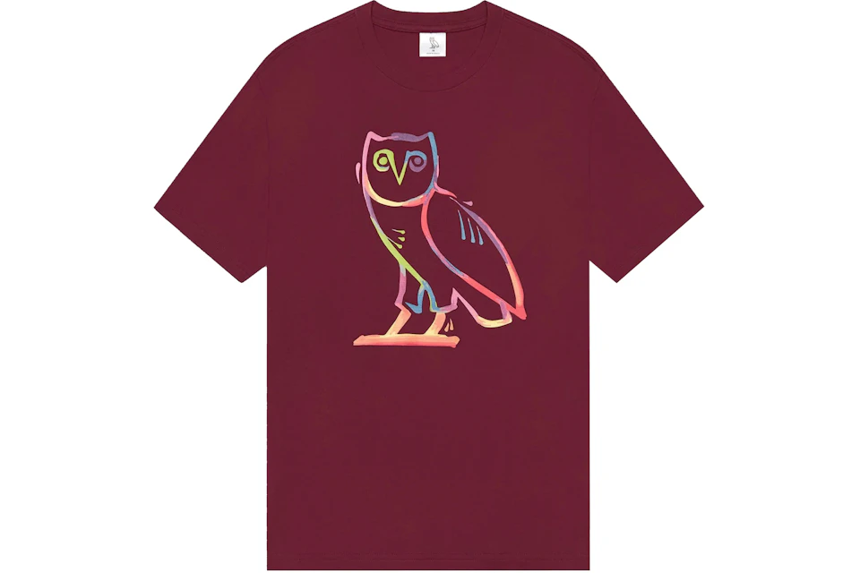 OVO Watercolour Owl T-shirt Maroon