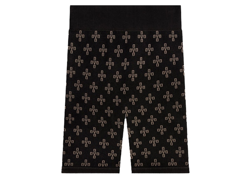 OVO donna Pantaloncini da bici Monogram Rib Knit Nero/Beige