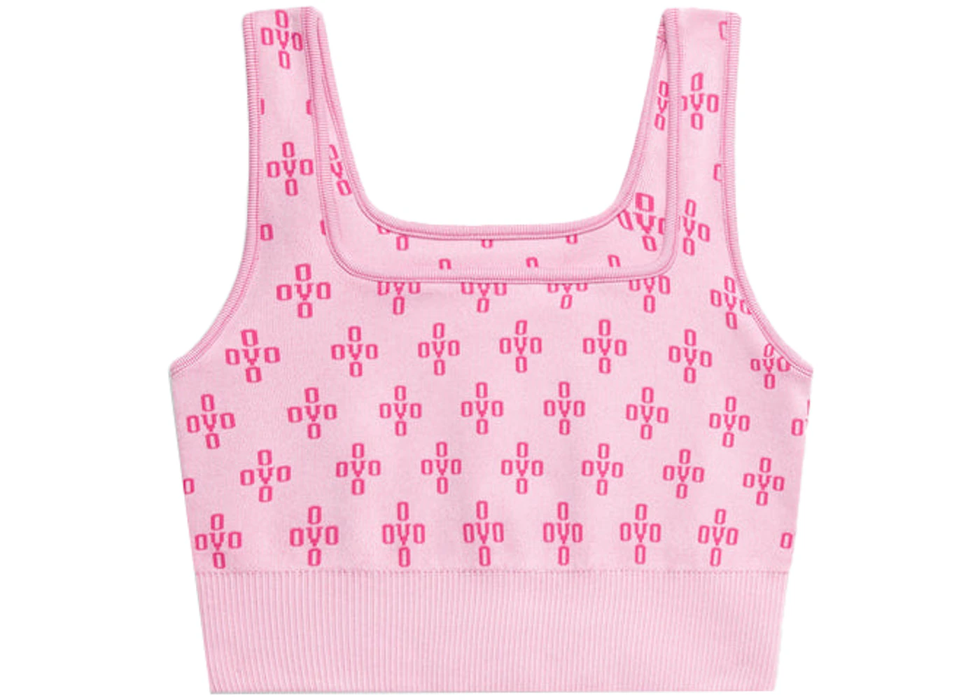 OVO Women's Monogram Rib Knit Crop Top Pale Pink/Dark Pink - SS22 - US