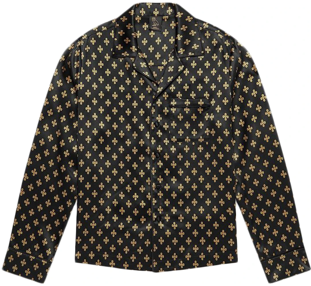 OVO Womens Monogram Silk Pajama Shirt Black - FW20 - US
