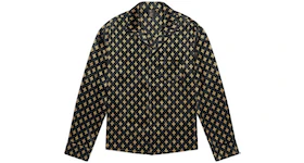 OVO Womens Monogram Silk Pajama Shirt Black