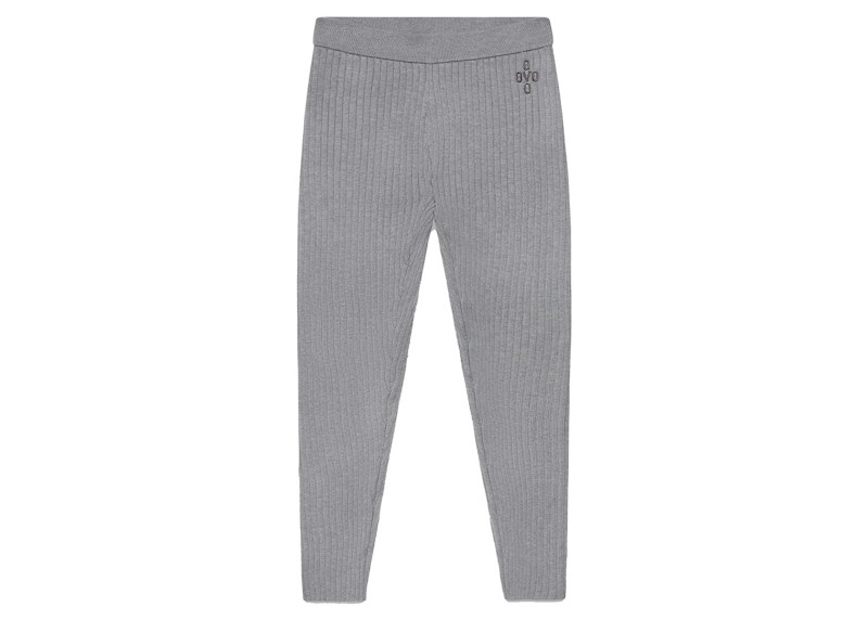 OVO Legging Donna A Coste Maglia Grigio mélange
