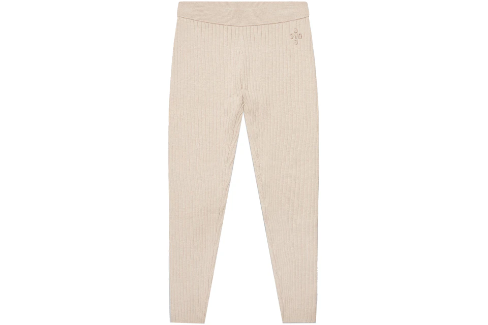 OVO Womens Ribbed Knit Legging Oatmeal