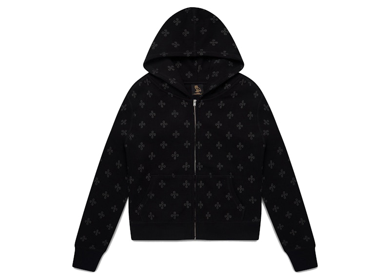 OVO Womens Waffle Full Zip Hoodie Black