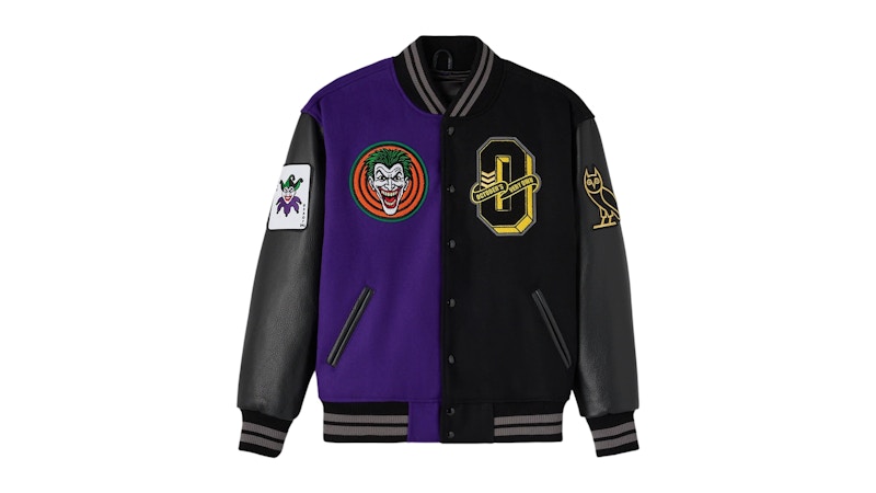 【JOKER】スクーカム Light Varsity Jacket OVO x Batman The Joker Split Varsity Jacket Black Men's - SS26 - US