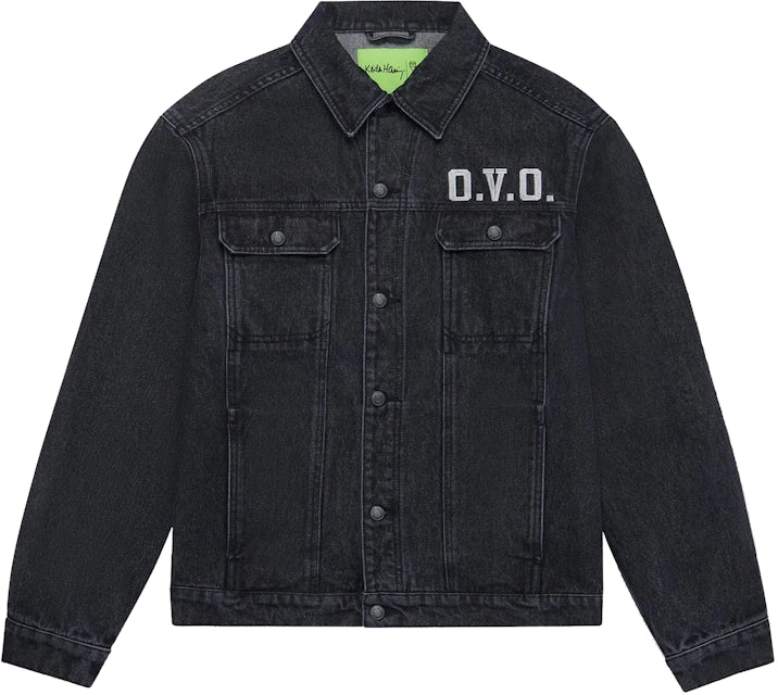 OVO Monogram Denim Trucket Jacket Washed Black Men's - FW21 - US