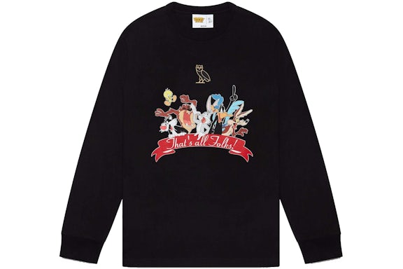 OVO x Looney Tunes Langarm-T-Shirt Schwarz