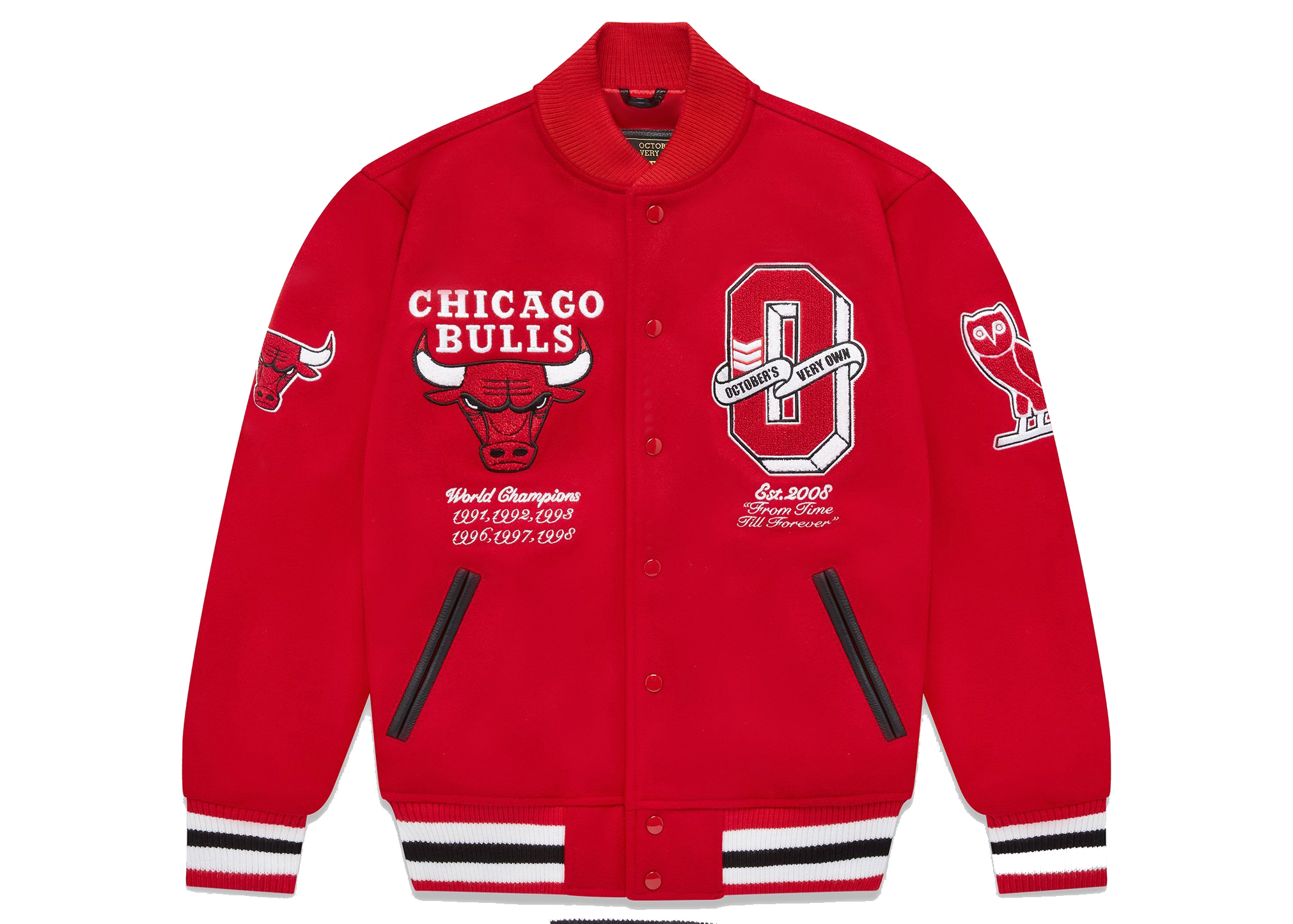 OVO x NBA Bulls Varsity Jacket Red Men's - FW21 - US