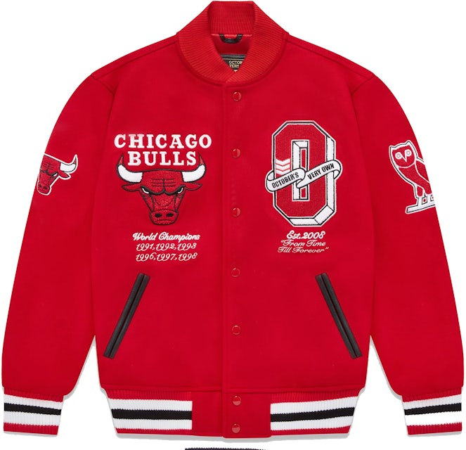 Ovo x NBA Bulls Varsity Jacket Red