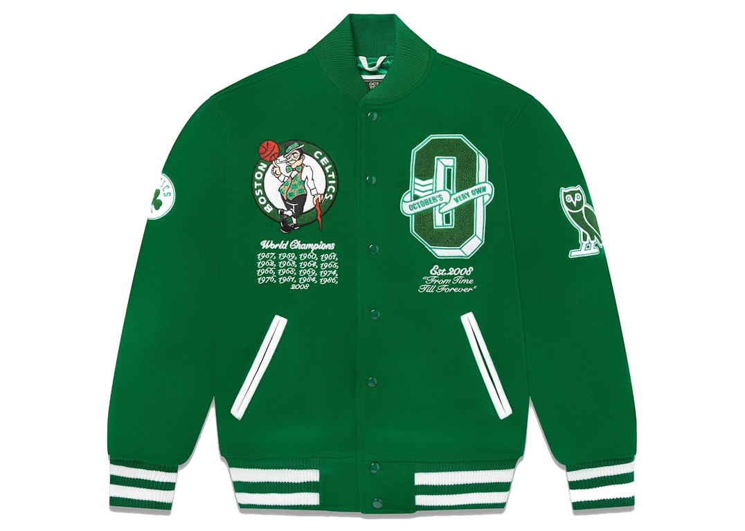 Pre-owned Ovo X Nba Celtics Varsity Jacket Green