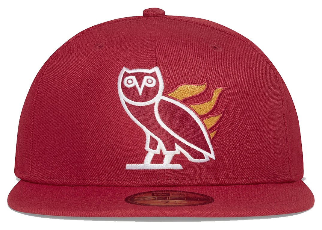 Pre-owned Ovo X Nba Heat New Era 59fifty Fitted Hat Red