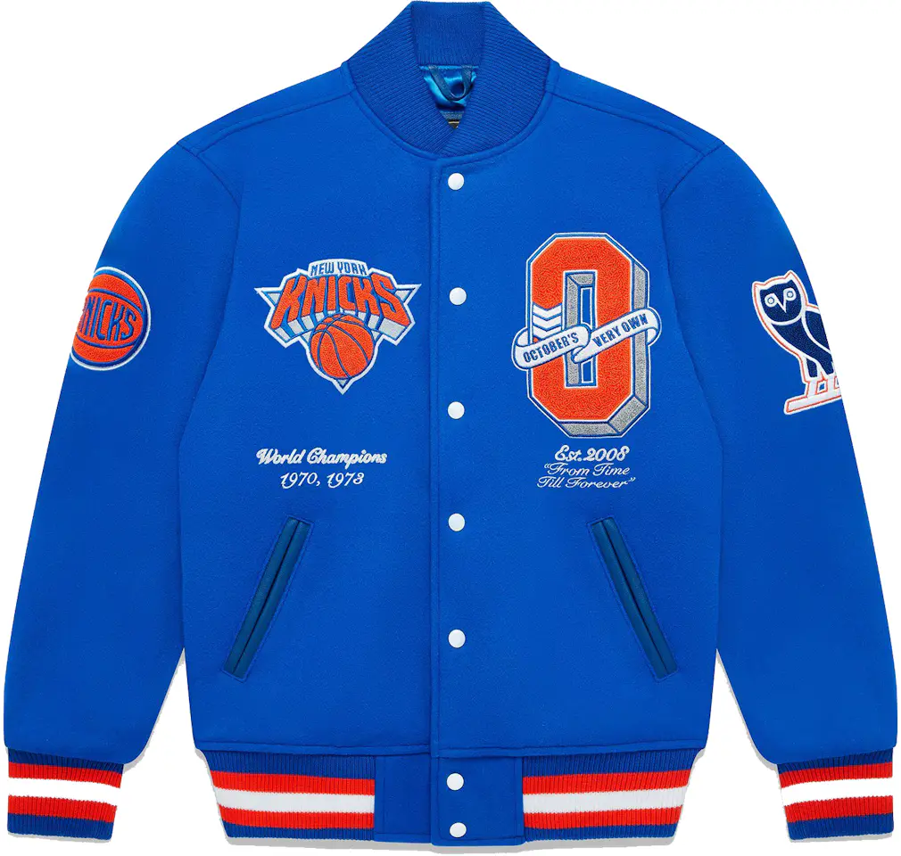 OVO x NBA Knicks Varsity Jacket Blue Men's - FW21 - US