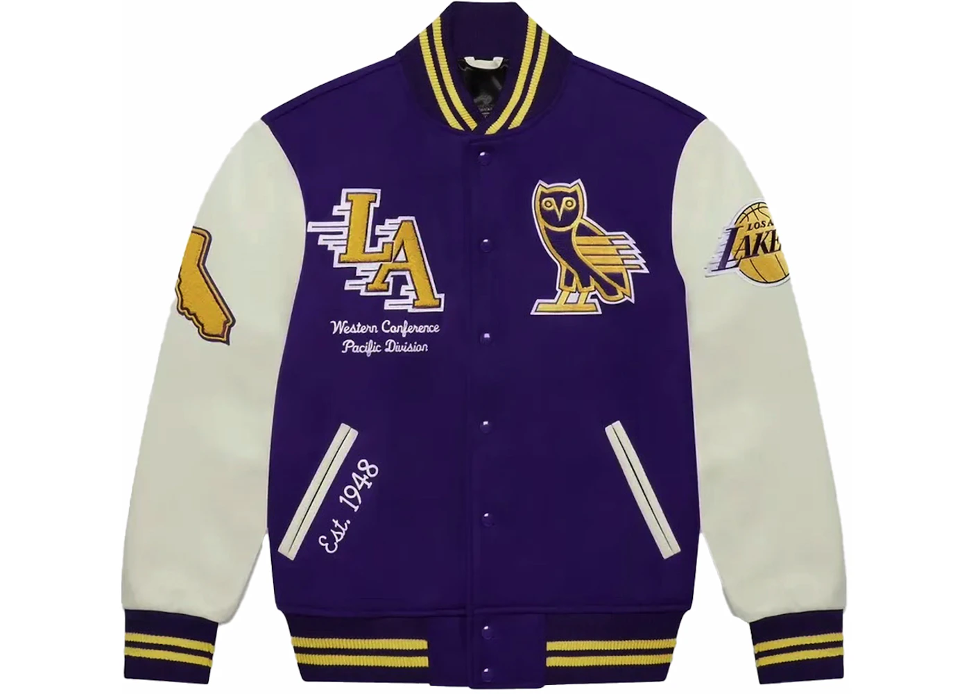 OVO x NBA Lakers Varsity Jacket (FW23) Purple Men's SS23 US