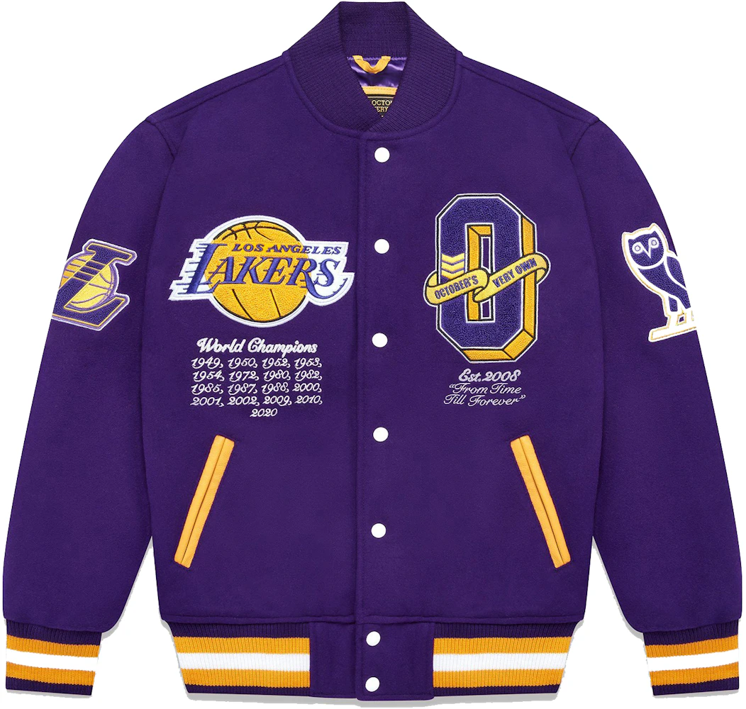 OVO x NBA Lakers Varsity Jacket Purple Men's - FW21 - US