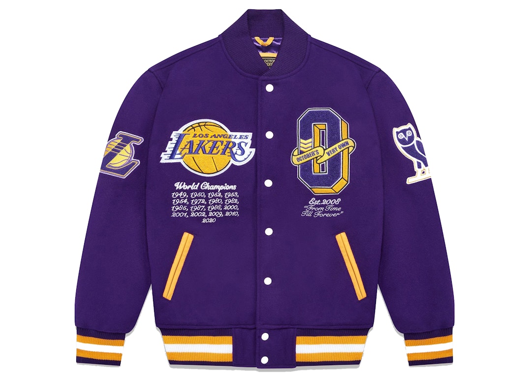Pre-owned Ovo X Nba Lakers Varsity Jacket Purple
